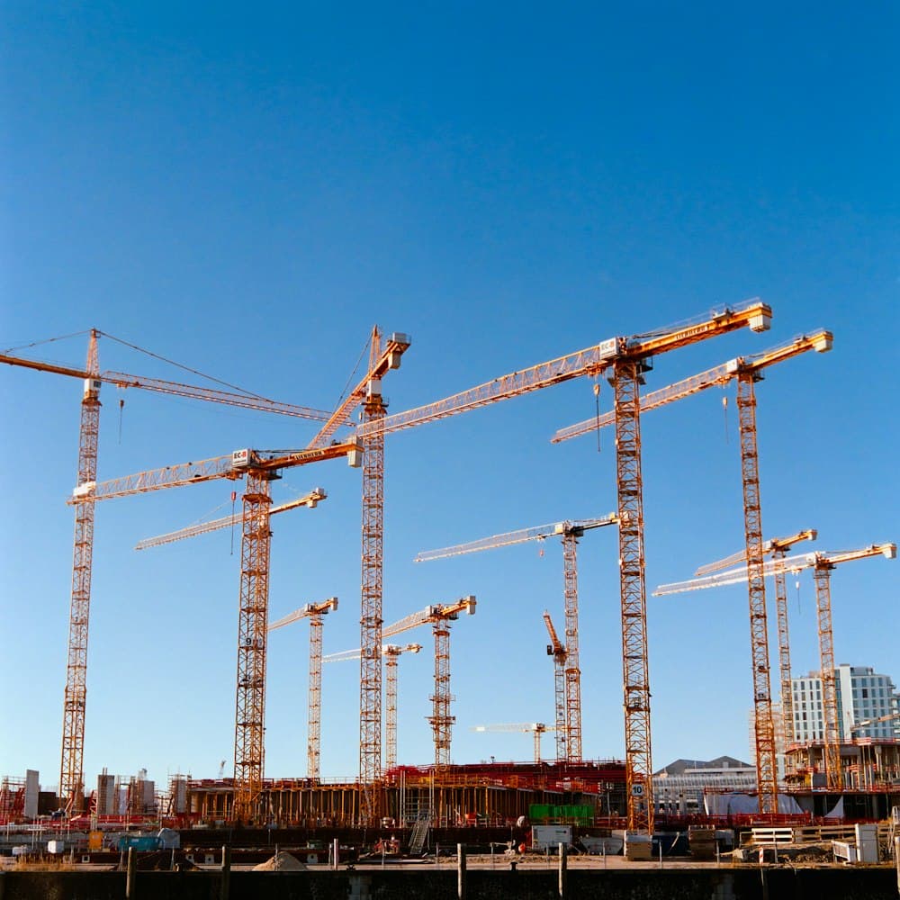 Tower cranes on a construction site
